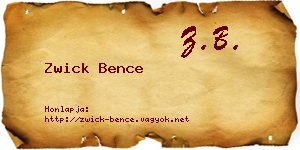 Zwick Bence névjegykártya
